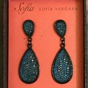 Sofia Vergara Blue Sparkle Dangle Earrings